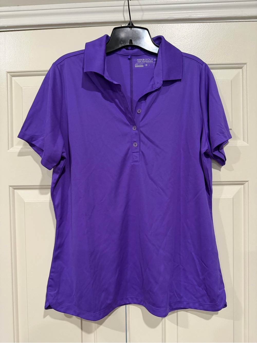 Nike Women's Purple Button-Front Polo Shirt